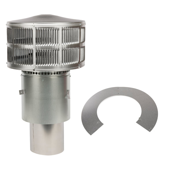 Majestic Round Vertical Venting Wood Telescoping Termination Cap With Storm Collar for SL300 Series Pipe