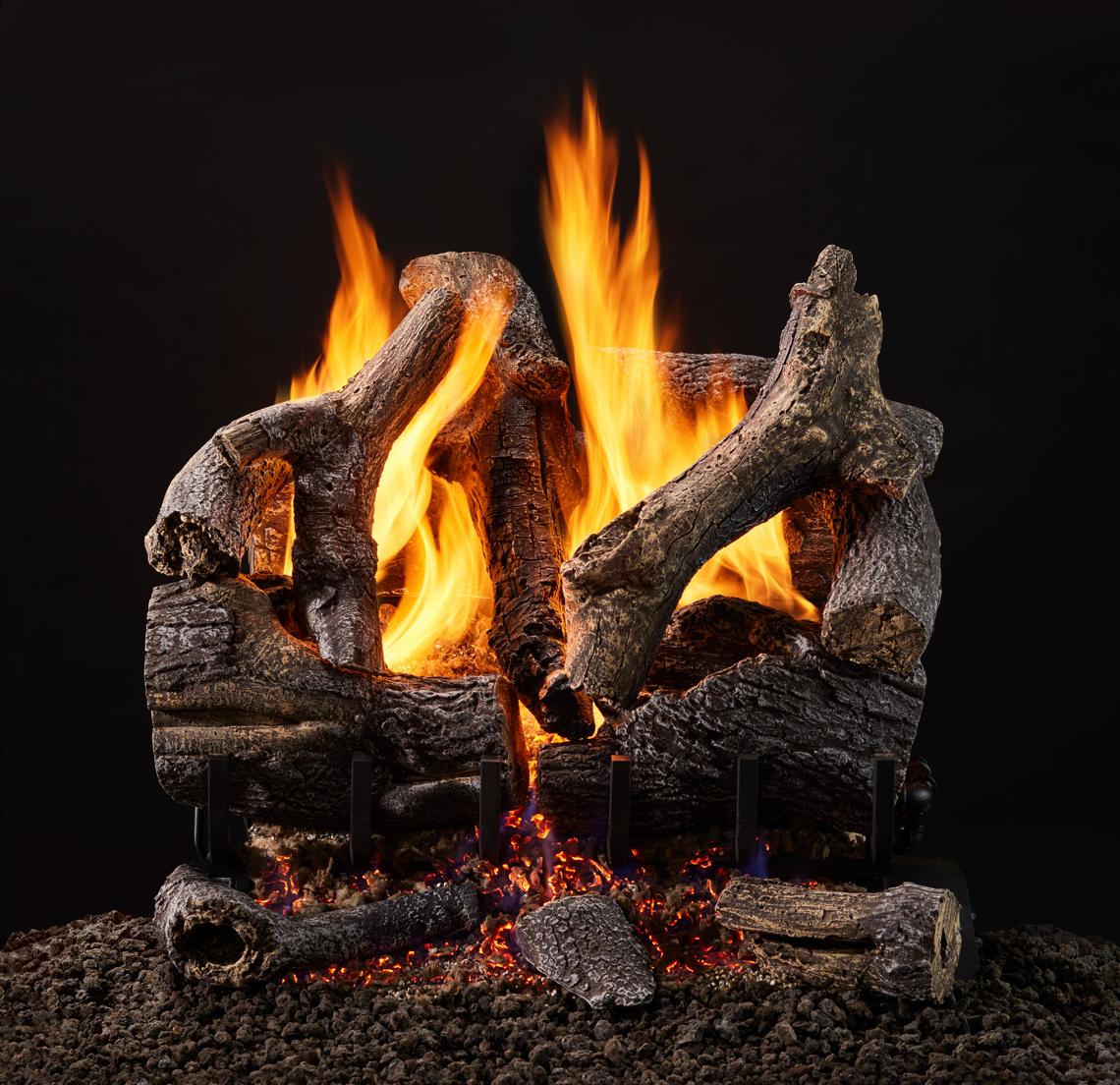Majestic Grand Oak 24" 11-Piece 2-Tier Vented Gas Log Set