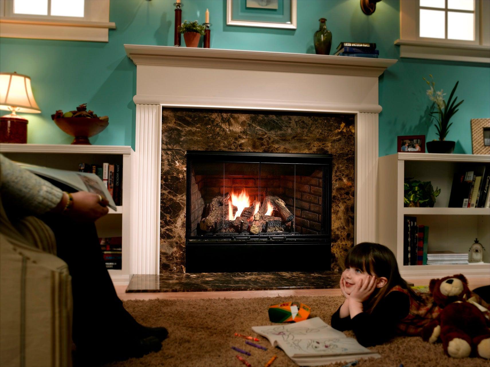 Majestic Reveal 36" Traditional Open Hearth B-Vent Natural Gas Fireplace With IntelliFire Ignition System and Traditional Refractory