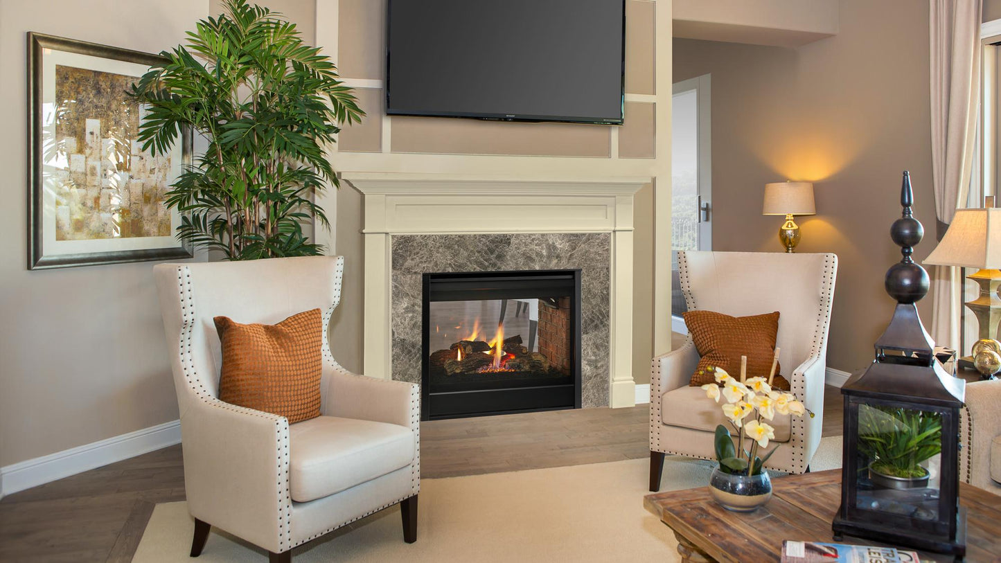 Majestic See-Through 36" Traditional Multi-Sided Top/Rear Direct Vent Gas Fireplace With IntelliFire Touch Ignition System