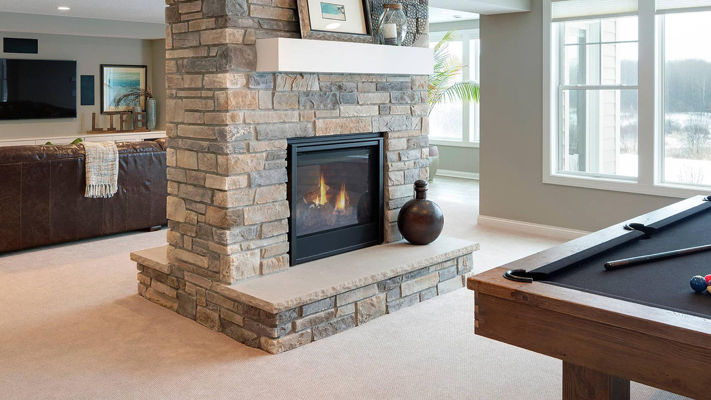 Majestic See-Through 36" Traditional Multi-Sided Top/Rear Direct Vent Gas Fireplace With IntelliFire Touch Ignition System