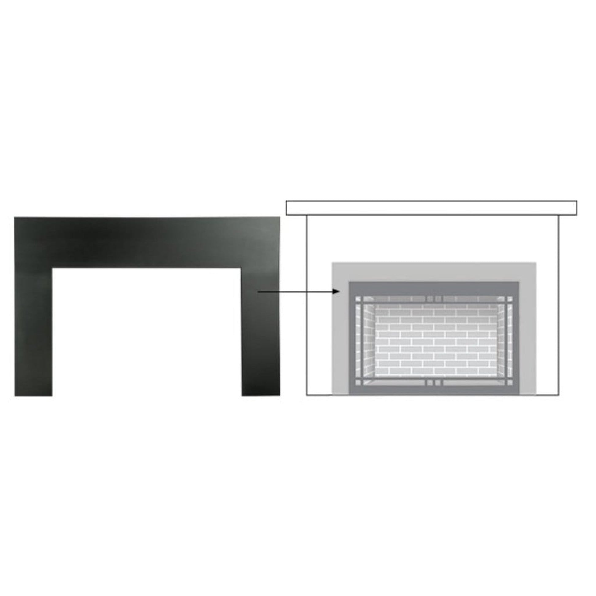 Majestic 37" Medium Black Metal Surround for Ruby and Trilliant 25" Gas Fireplace Inserts