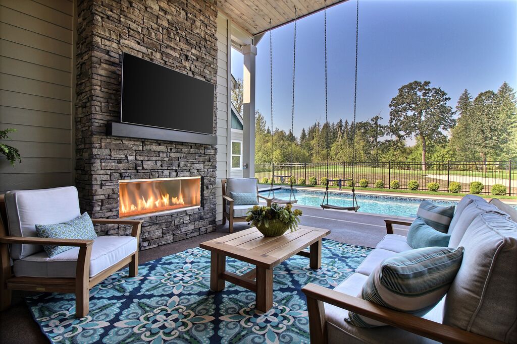 Majestic Lanai 48" Linear Contemporary Outdoor Vent Free Natural Gas Fireplace With IntelliFire Ignition System