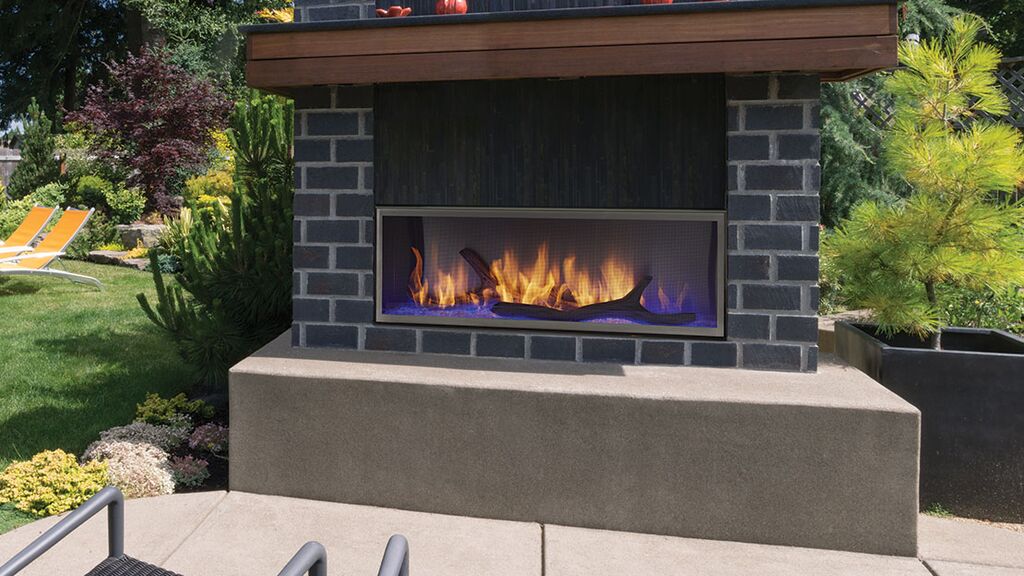 Majestic Lanai 48" Linear Contemporary Outdoor Vent Free Natural Gas Fireplace With IntelliFire Ignition System