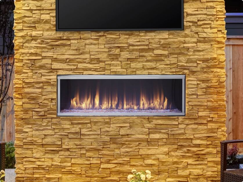 Majestic Lanai 48" Linear Contemporary Outdoor Vent Free Natural Gas Fireplace With IntelliFire Ignition System