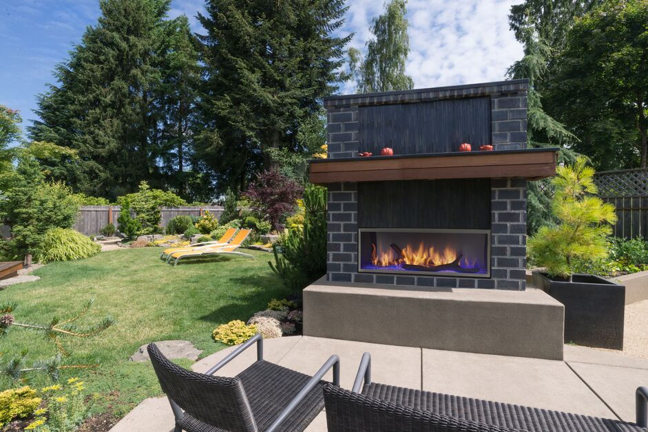 Majestic Lanai 48" Linear Contemporary Outdoor Vent Free Natural Gas Fireplace With IntelliFire Ignition System