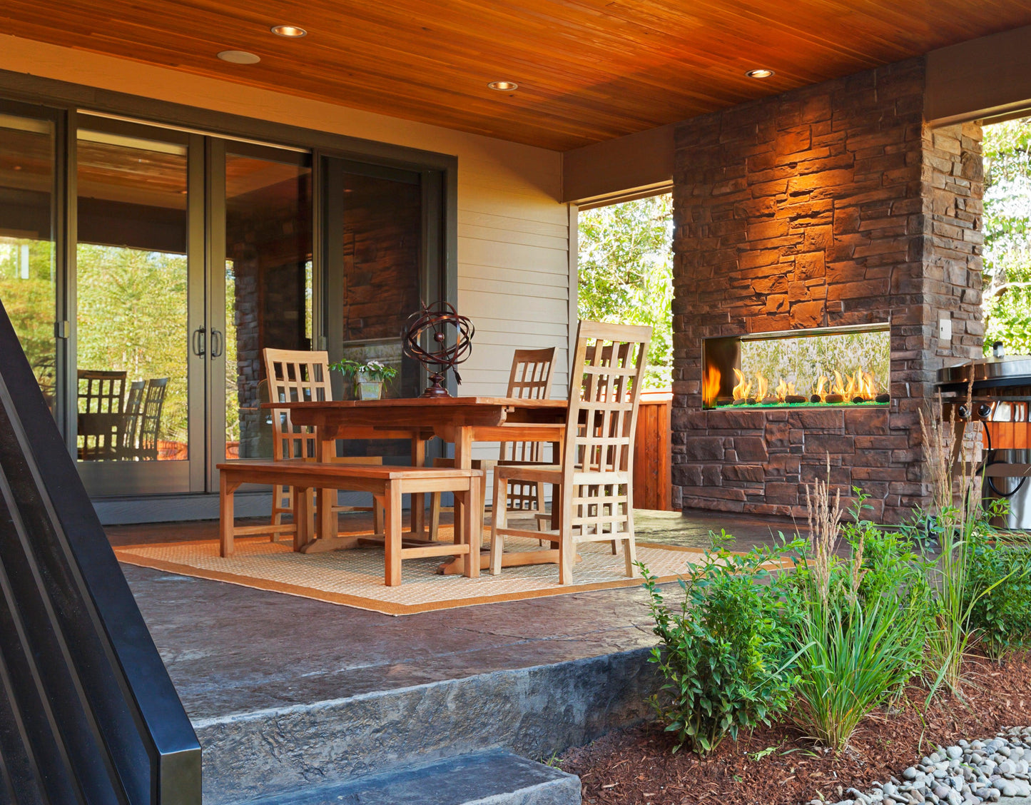 Majestic Lanai See-Through 48" Linear Contemporary Outdoor Vent Free Natural Gas Fireplace With IntelliFire Ignition System