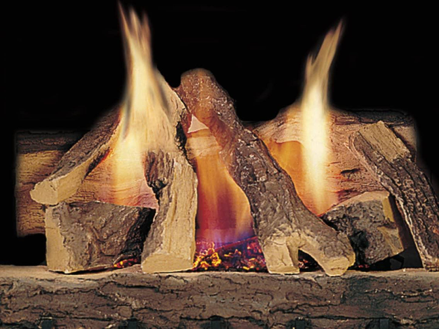 Majestic Campfire 18" 10-Piece Fiber Vented Natural Gas Log Set With Stainless Steel Burner, Hearth Kit and Standing Pilot Ignition System