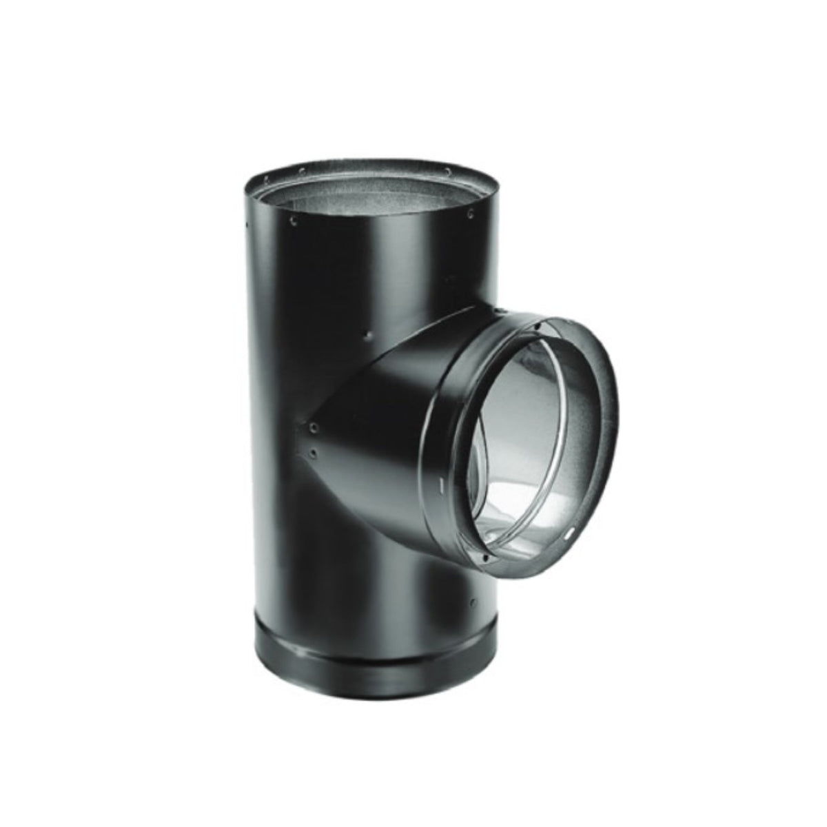 Majestic DVL 6" Black Double-Wall Tee With Clean-Out Cap