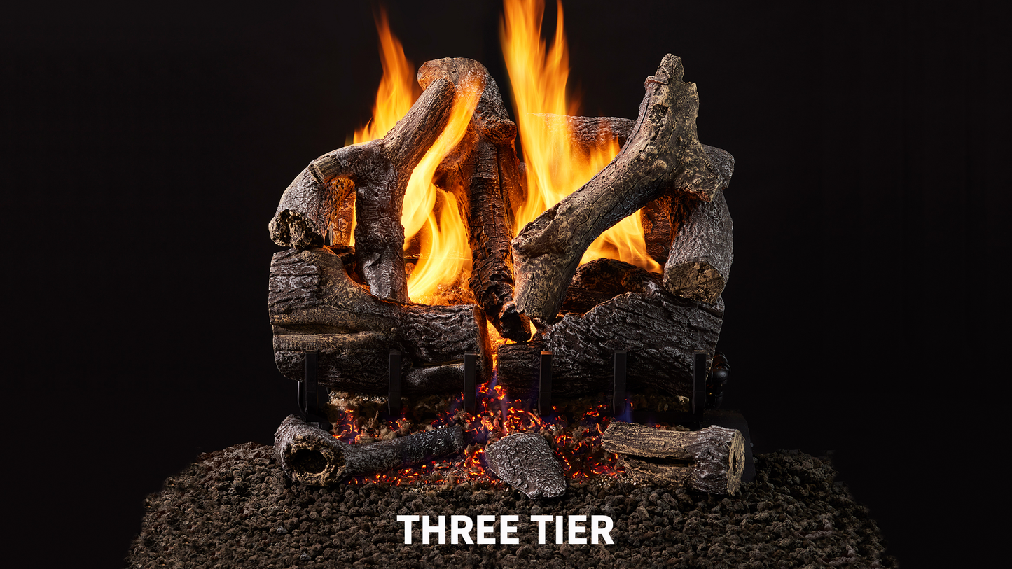 Majestic Grand Oak 18" 10-Piece 3-Tier Vented Gas Log Set