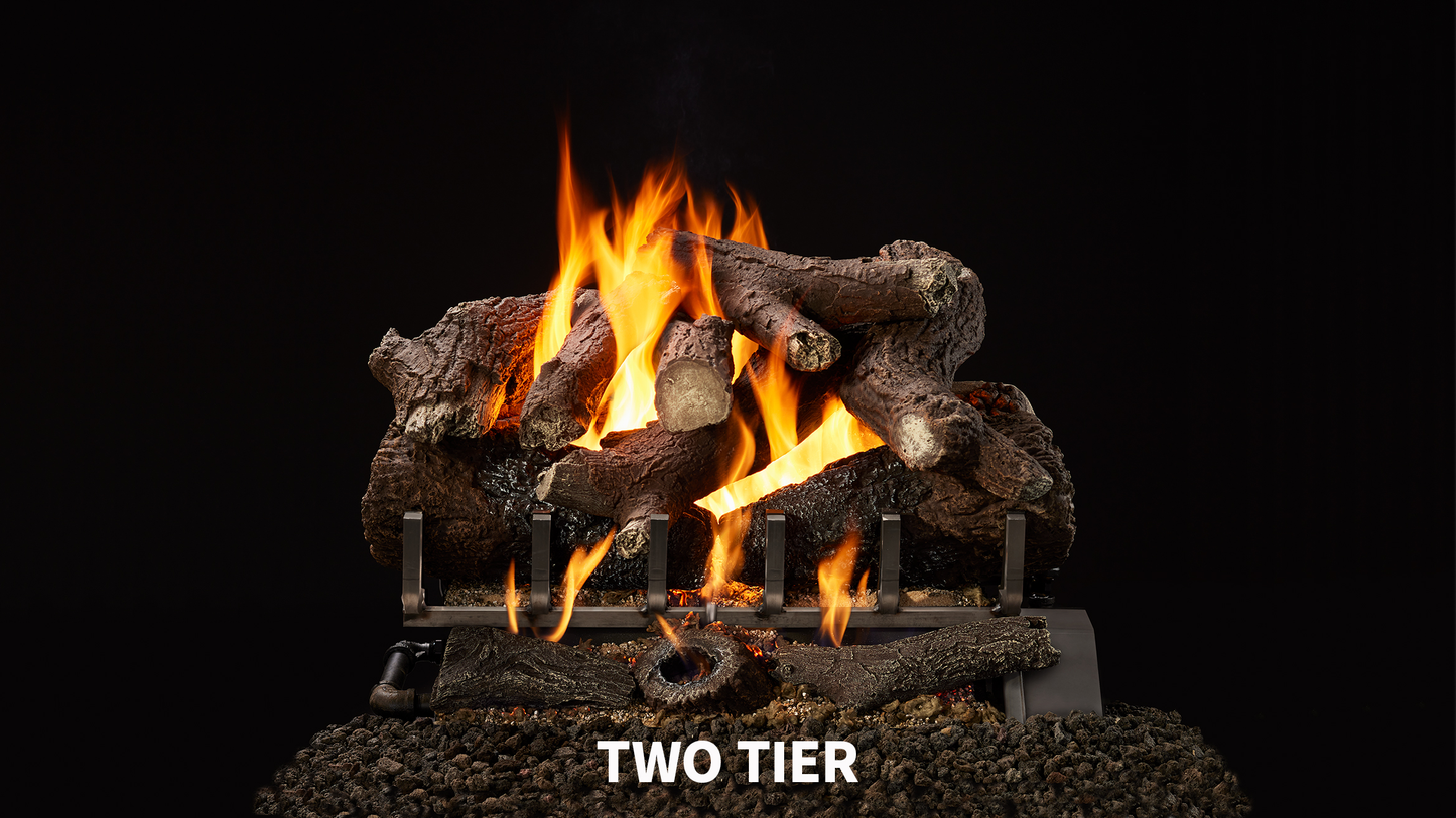 Majestic Heritage Oak 30" 14-Piece 2-Tier Vented Gas Log Set