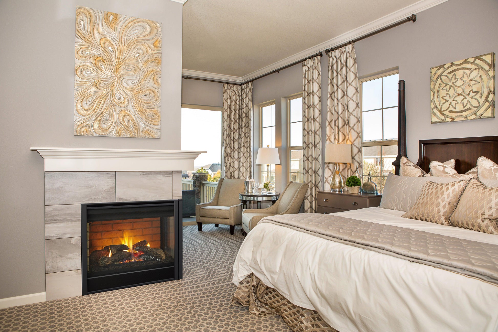 Majestic Right Corner 36" Traditional Direct Vent Natural Gas Fireplace With IntelliFire Touch Ignition System