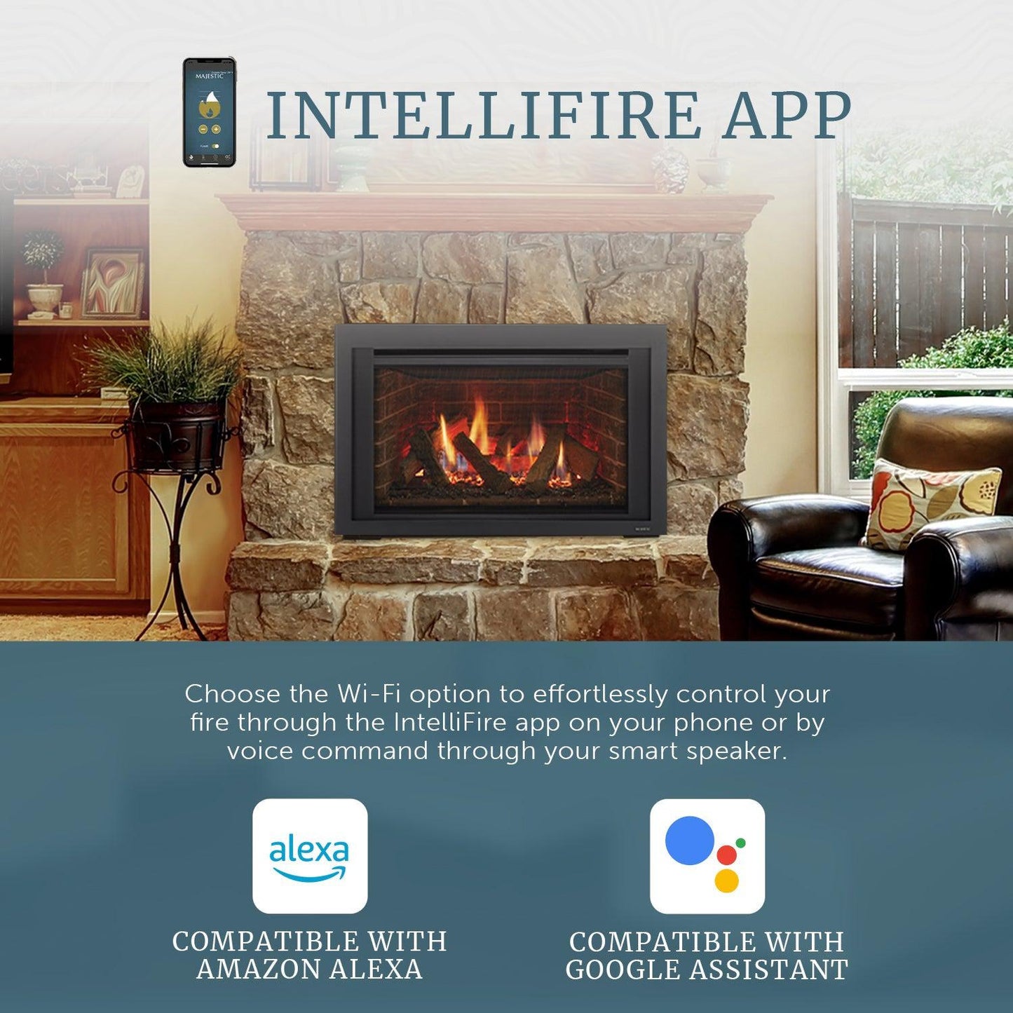 Majestic Ruby 25" Traditional Direct Vent Propane Gas Fireplace Insert With IntelliFire Touch Ignition System