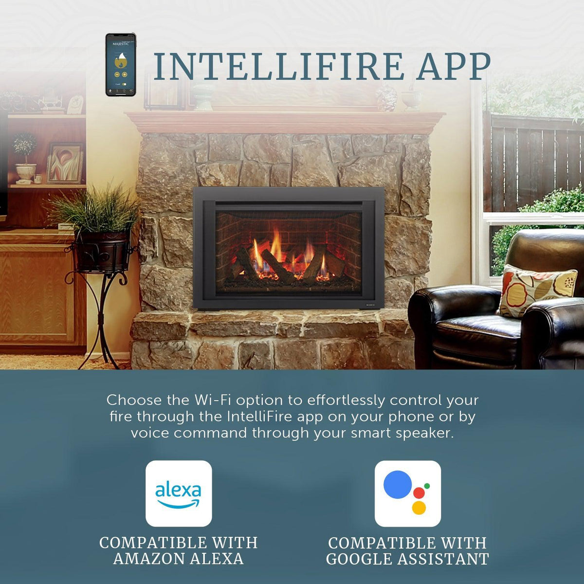 Majestic Ruby 30" Traditional Direct Vent Propane Gas Fireplace Insert With IntelliFire Touch Ignition System