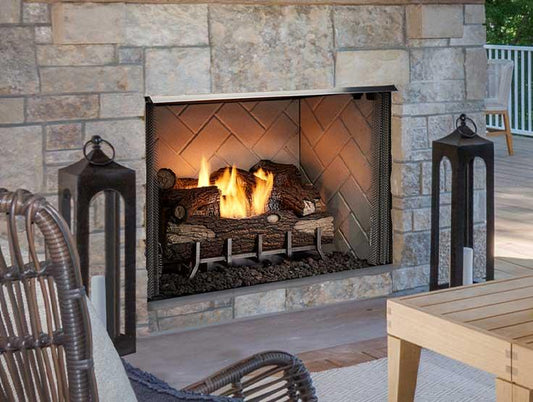 Majestic Vesper 36" Traditional Outdoor Vent Free Gas Fireplace With Herringbone Refractory