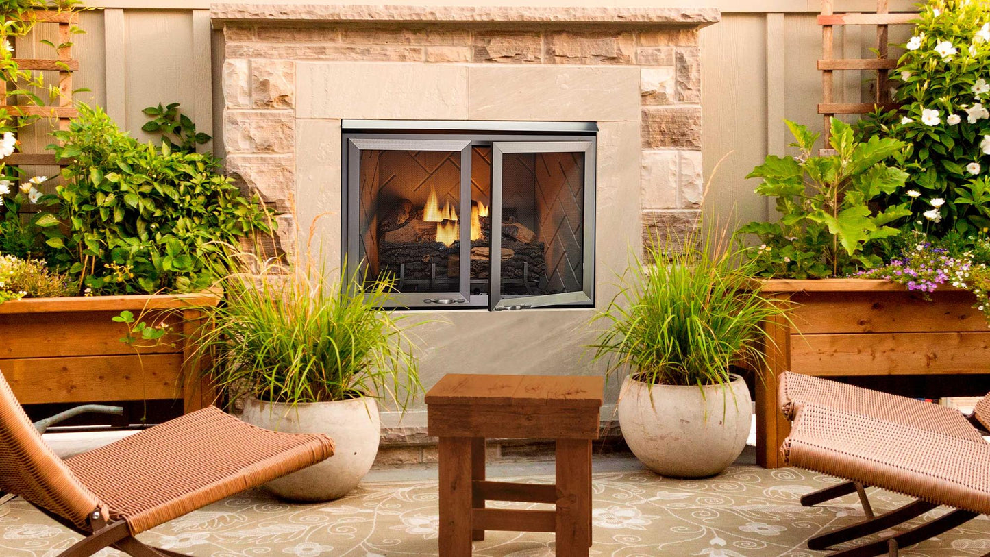 Majestic Vesper 42" Traditional Outdoor Vent Free Gas Fireplace With Herringbone Refractory