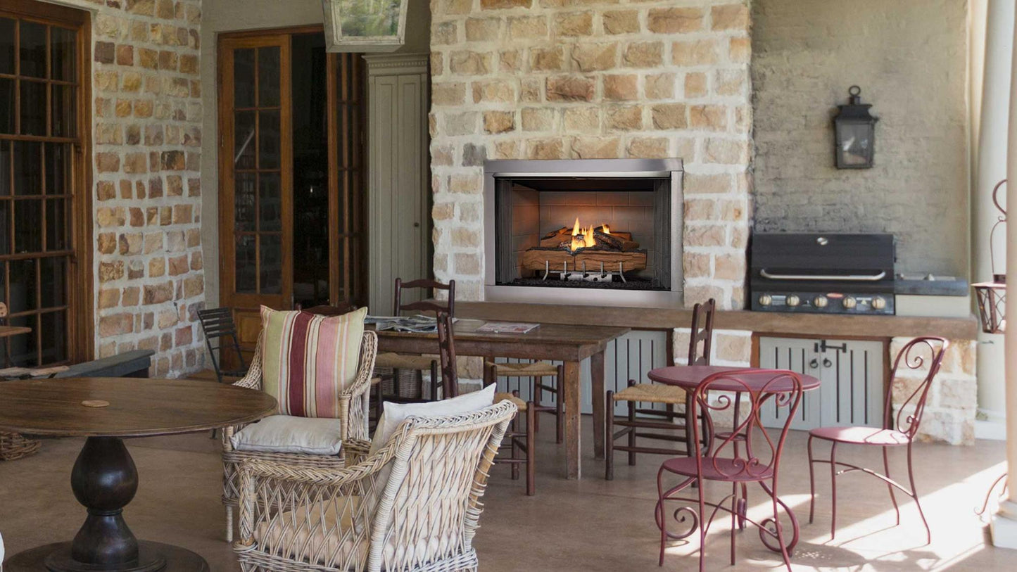 Majestic Vesper 42" Traditional Outdoor Vent Free Gas Fireplace With Herringbone Refractory