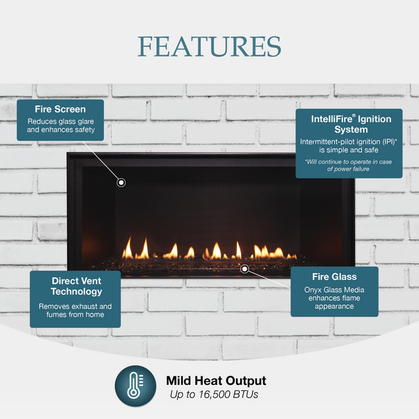 Majestic DVLinear 36" Linear Contemporary Direct Vent Natural Gas Fireplace With IntelliFire Ignition System
