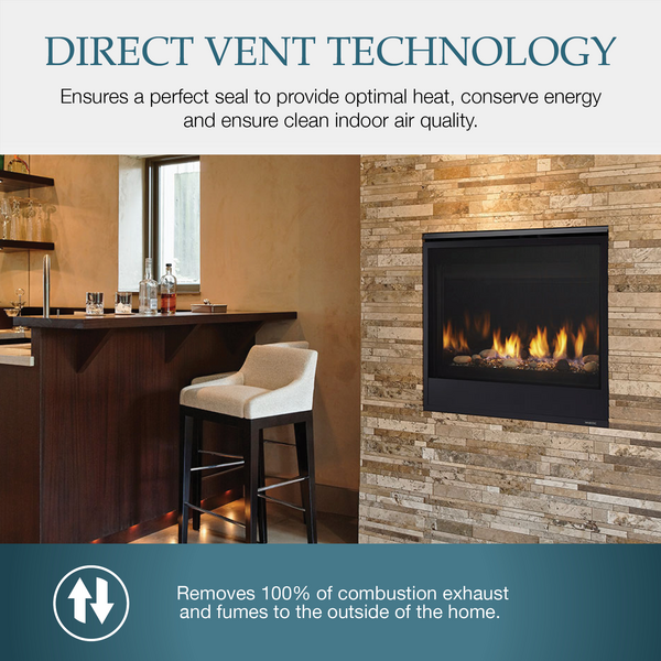Majestic Quartz Platinum 36" Traditional Top/Rear Direct Vent Propane Gas Fireplace With IntelliFire Touch Ignition System