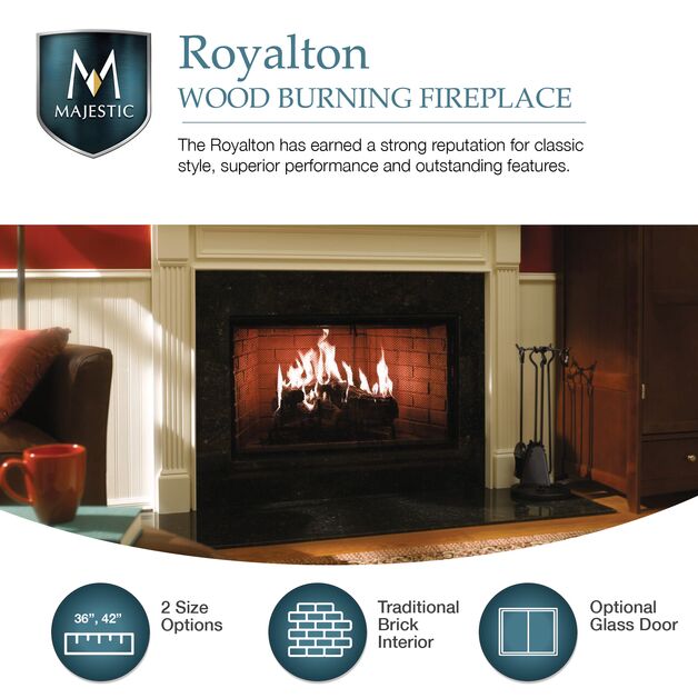 Majestic Royalton 42" Radiant Traditional Wood Burning Fireplace