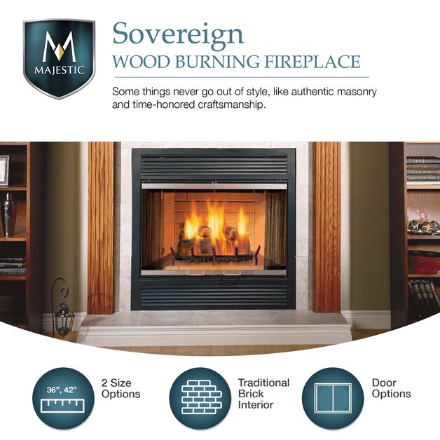 Majestic 42" Sovereign Radiant Traditional Wood Burning Fireplace