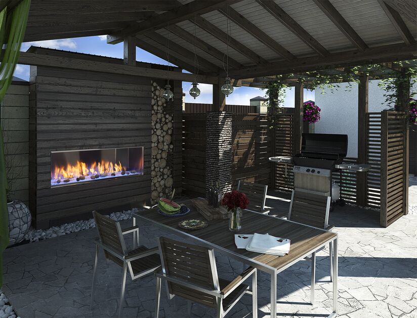 Majestic 48" Lanai Contemporary Outdoor Linear Vent Free Gas Fireplace with IntelliFire Plus Ignition System