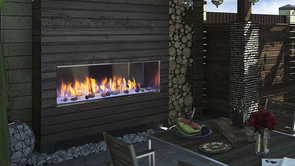 Majestic 48" Lanai See-Through Contemporary Outdoor Linear Vent Free Gas Fireplace with IntelliFire Plus Ignition System