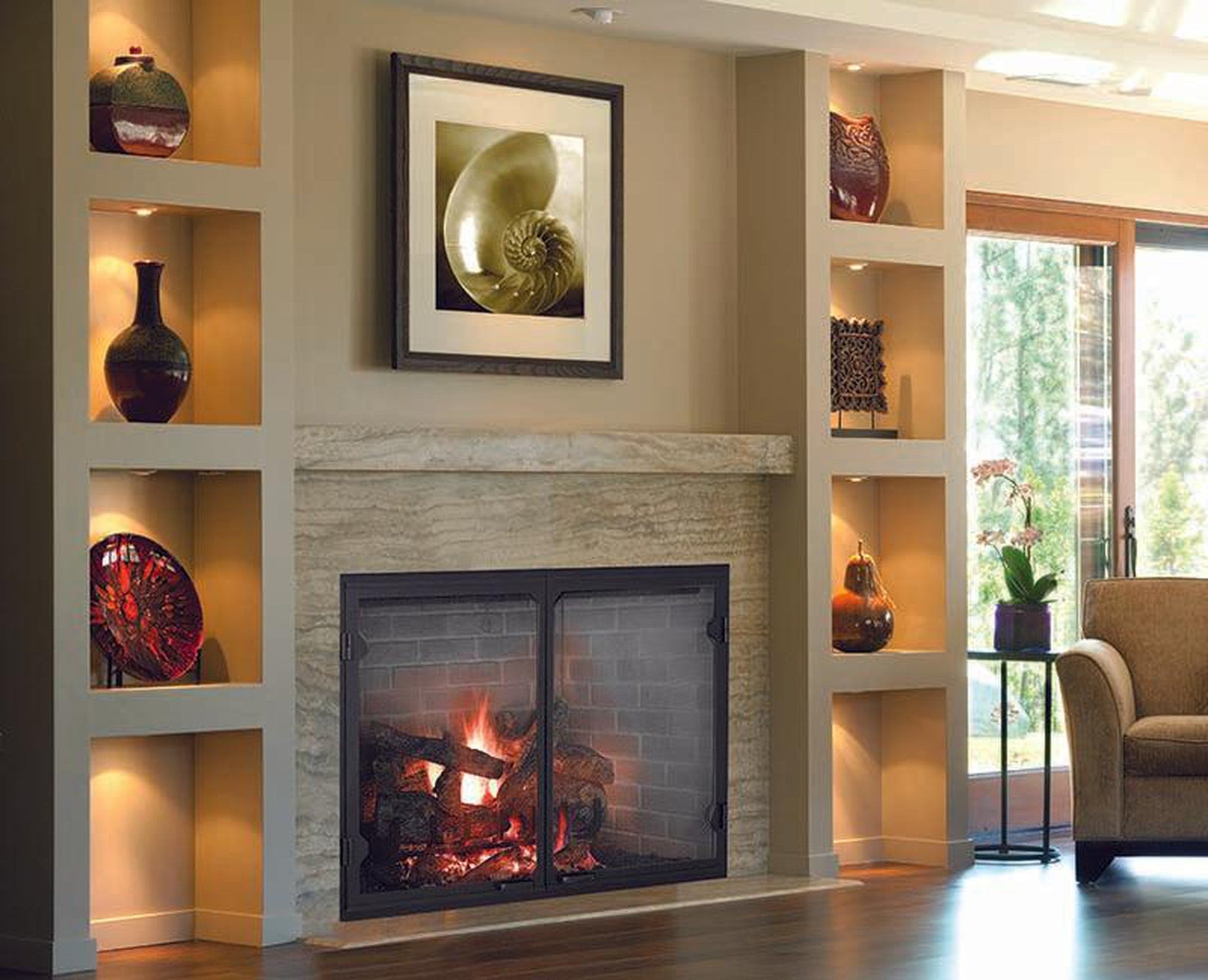 Majestic Biltmore 50" Radiant Traditional Wood Burning Fireplace With Herringbone Brick Pattern