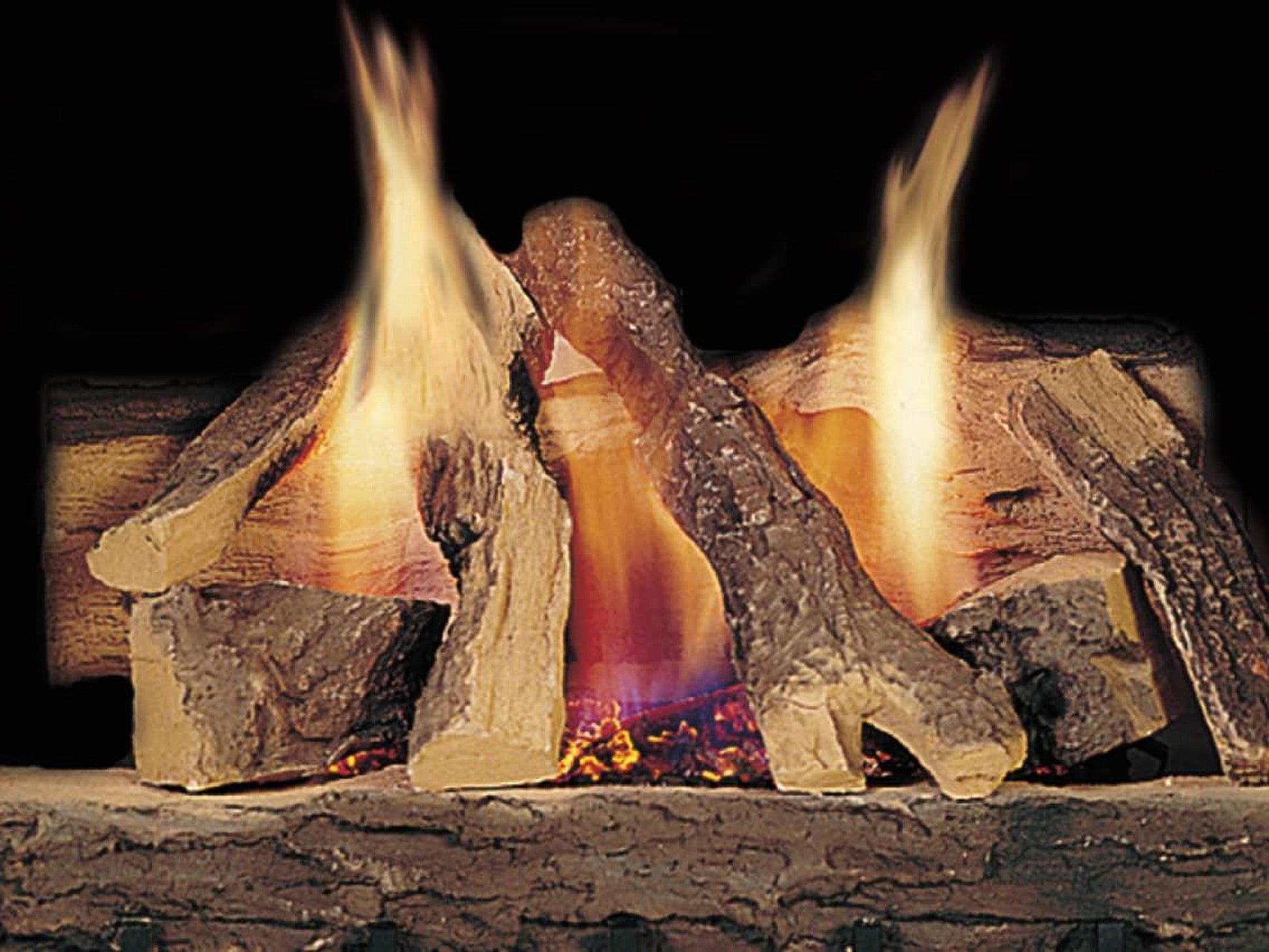 Majestic Campfire 30" 11-Piece Fiber Vented Natural Gas Log Set With Stainless Steel Burner, Hearth Kit and Standing Pilot Ignition System