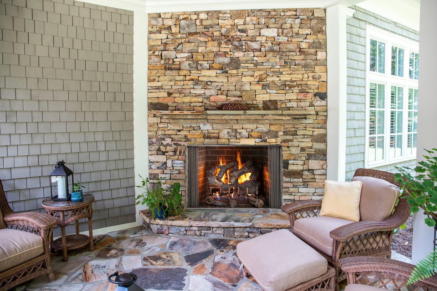 Majestic Cottagewood 36" Traditional Outdoor Wood Burning Fireplace With Gray Traditional Refractory