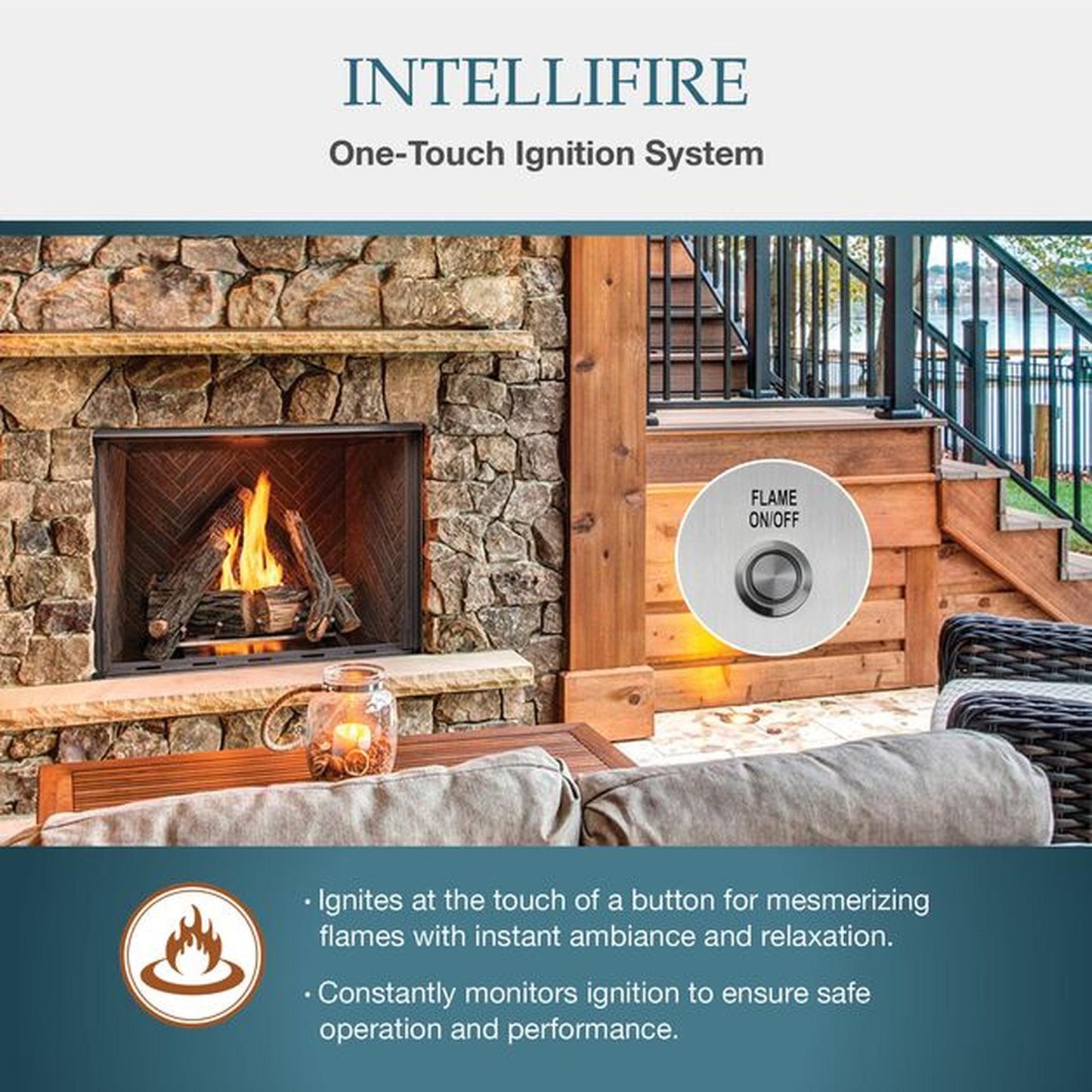 Majestic Courtyard 36" Traditional Outdoor Vent-Free Natural Gas Fireplace With IntelliFire Ignition System