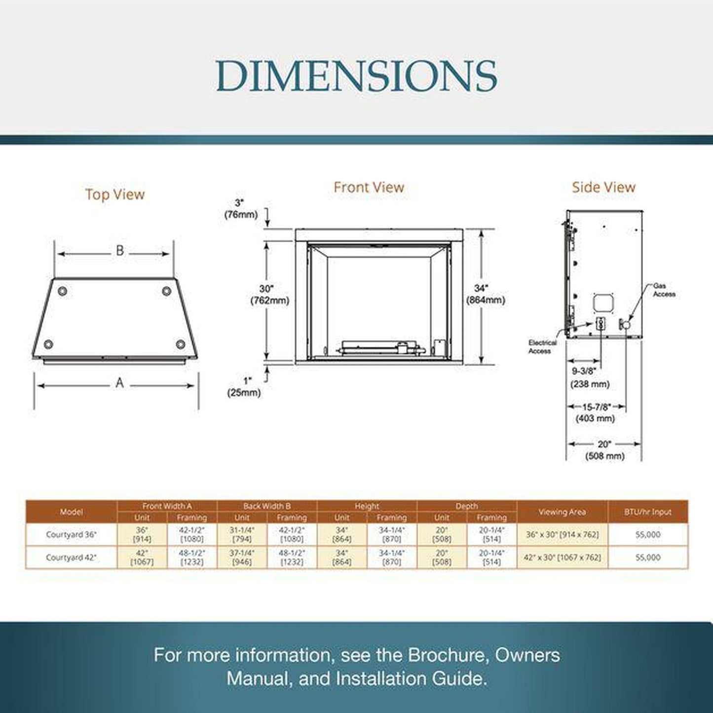 Majestic Courtyard 36" Traditional Outdoor Vent-Free Natural Gas Fireplace With IntelliFire Ignition System