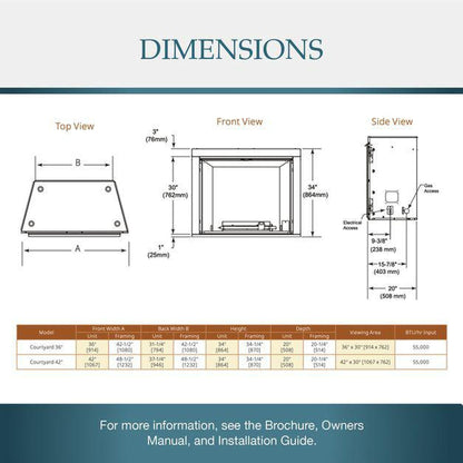 Majestic Courtyard 36" Traditional Outdoor Vent-Free Natural Gas Fireplace With IntelliFire Ignition System