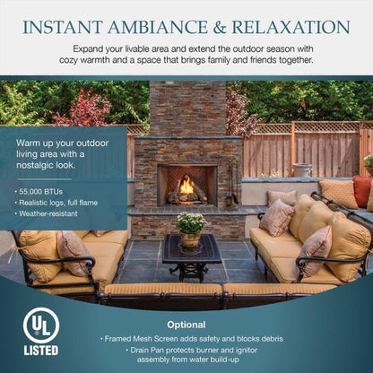 Majestic Courtyard 36" Traditional Outdoor Vent-Free Natural Gas Fireplace With Traditional Stacked Concrete Refractory and IntelliFire Ignition System