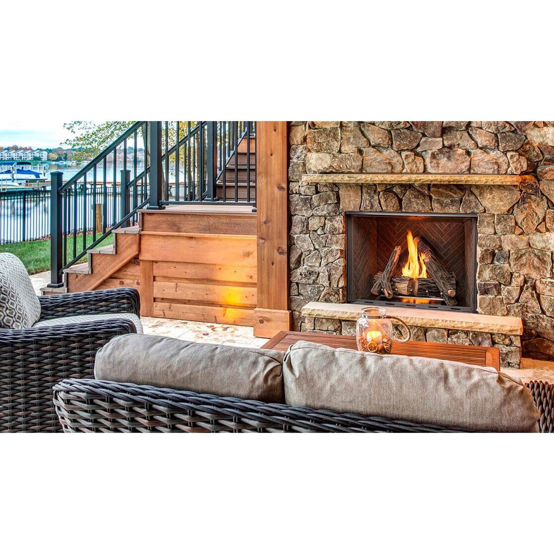 Majestic Courtyard 42" Traditional Outdoor Vent-Free Natural Gas Fireplace With IntelliFire Ignition System