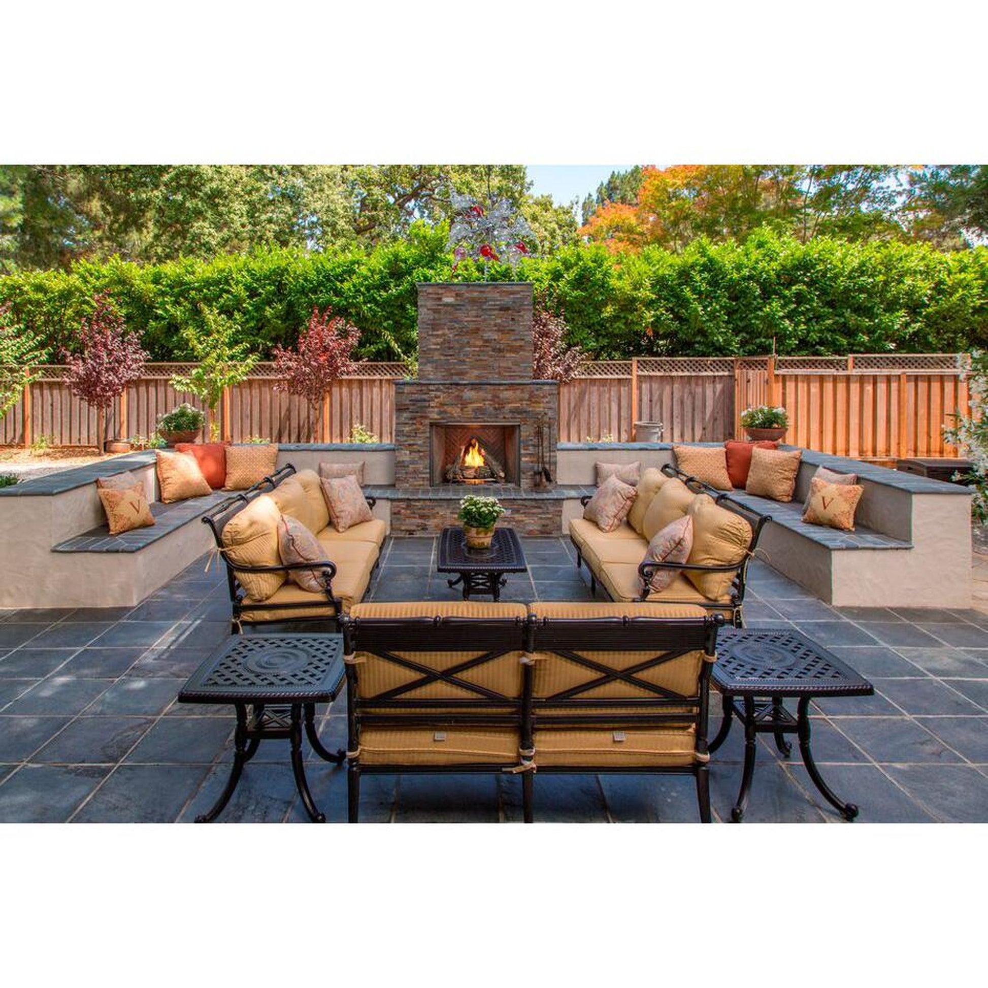 Majestic Courtyard 42" Traditional Outdoor Vent-Free Natural Gas Fireplace With Traditional Stacked Concrete Refractory and IntelliFire Ignition System