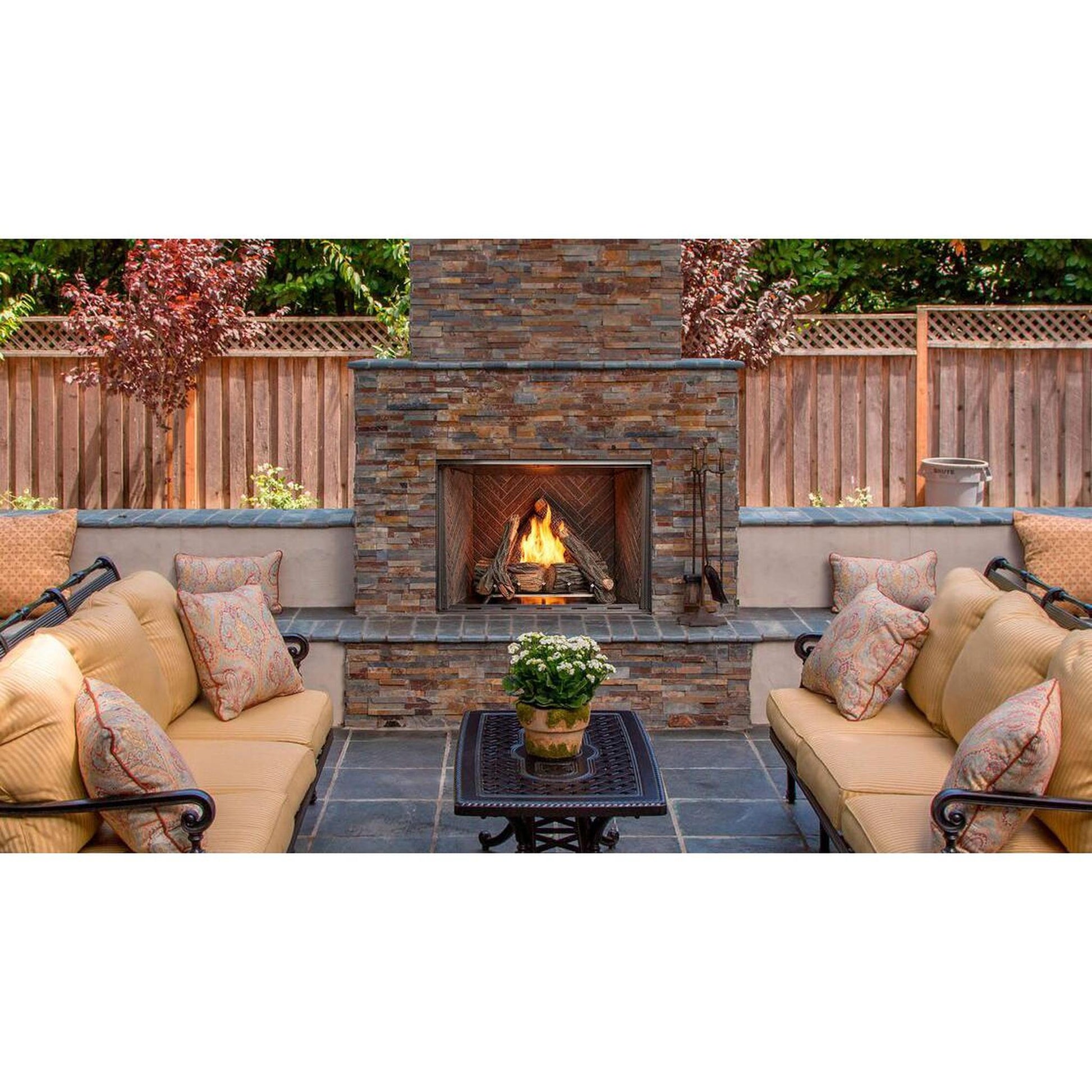 Majestic Courtyard 42" Traditional Outdoor Vent-Free Natural Gas Fireplace With Traditional Stacked Concrete Refractory and IntelliFire Ignition System