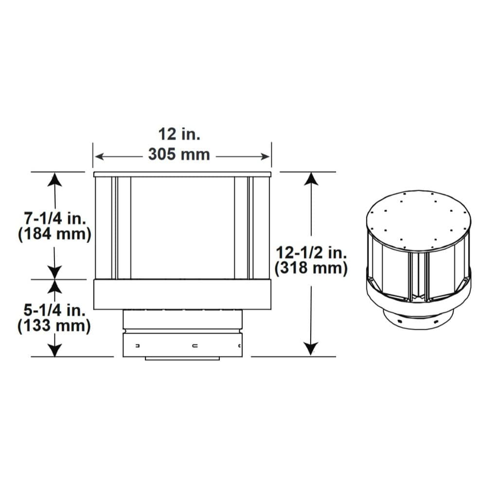 Majestic DVP-TVHW High Wind Vertical Termination Cap with Storm Collar