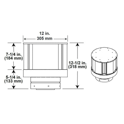 Majestic DVP-TVHW High Wind Vertical Termination Cap with Storm Collar