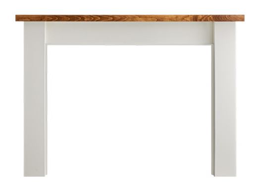 Majestic Design Series Laurel Primed MDF Transitional Style Flush Wood Fireplace Mantel Sample With Maple Top and Whitewash Stain