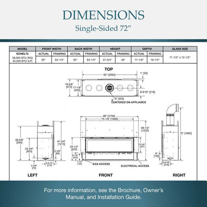 Majestic Echelon II 72" Linear Contemporary Direct Vent Natural Gas Fireplace With IntelliFire Touch Ignition System