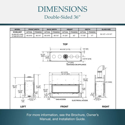 Majestic Echelon II See-Through 36" Linear Contemporary Direct Vent Natural Gas Fireplace With IntelliFire Touch Ignition System