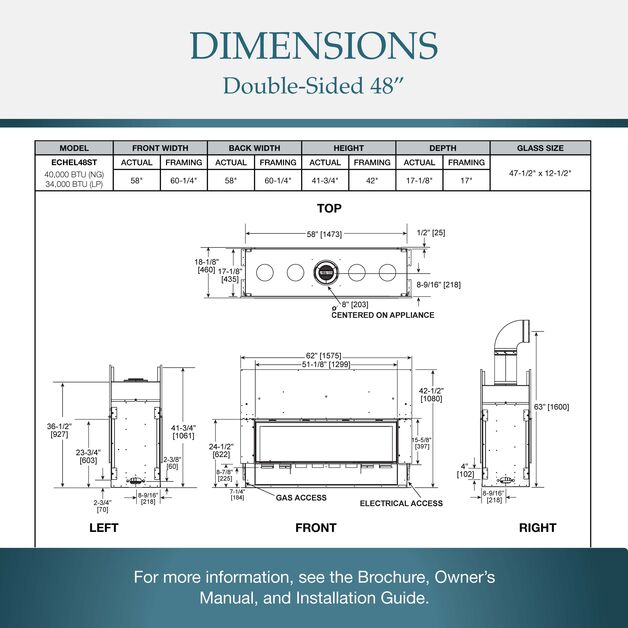 Majestic Echelon II See-Through 48" Linear Contemporary Direct Vent Natural Gas Fireplace With IntelliFire Touch Ignition System