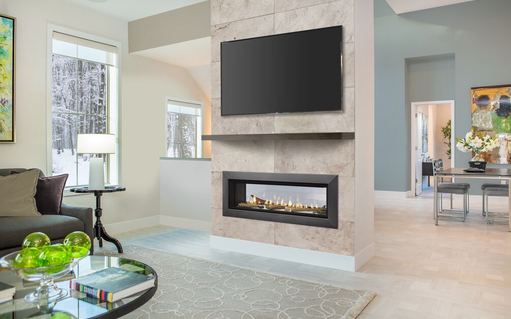 Majestic Echelon II See-Through 48" Linear Contemporary Direct Vent Natural Gas Fireplace With IntelliFire Touch Ignition System