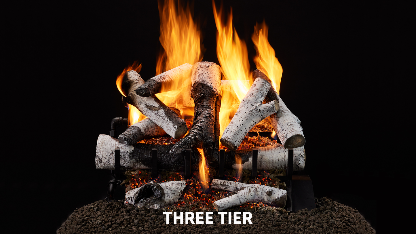 Majestic Grand Birch 24" 11-Piece 3-Tier Vented Gas Log Set