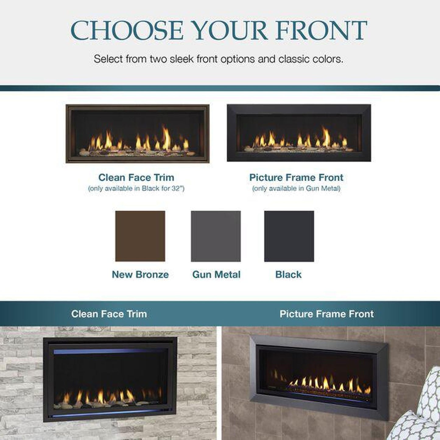 Majestic Jade 42" Linear Contemporary Direct Vent Propane Gas Fireplace With IntelliFire Touch Ignition System