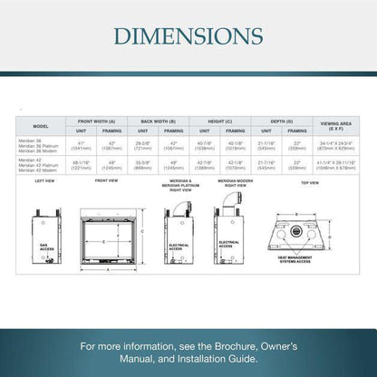 Majestic Meridian 36" Traditional Top/Rear Direct Vent Propane Gas Fireplace With IntelliFire Touch ignition System