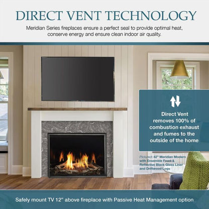 Majestic Meridian Modern 36" Traditional/Contemporary Top Direct Vent Natural Gas Fireplace With IntelliFire Touch ignition System