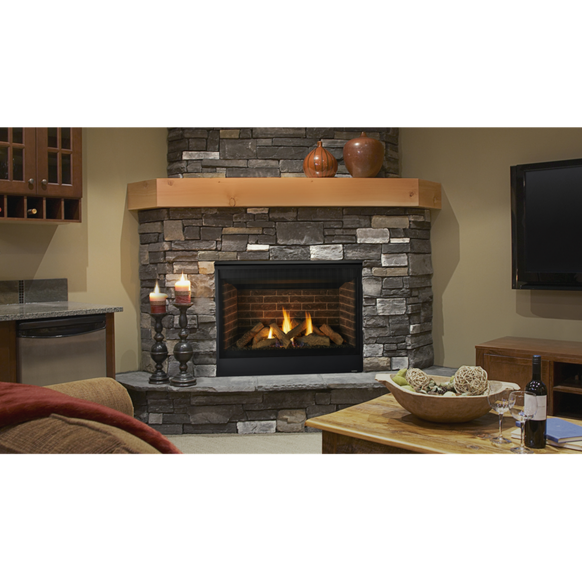 Majestic Quartz 32" Traditional Top/Rear Direct Vent Propane Gas Fireplace With IntelliFire Touch Ignition System