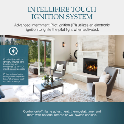 Majestic Quartz Platinum 36" Traditional Top/Rear Direct Vent Propane Gas Fireplace With IntelliFire Touch Ignition System